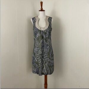 Trina Turk  Metallic Trims Scoop Neck Sleeveless Shift Dress‎